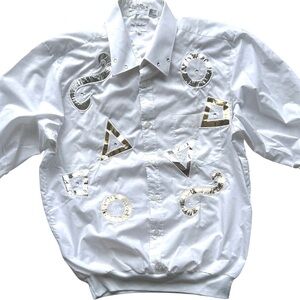 Hugo Valentino vintage geometric figures silver gold shirt